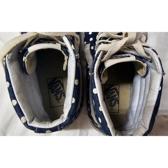 Vans SK8 Hi Top Blue & White Polka Dots Men 6.5 Women 8 Skate Shoes Sneakers - Picture 9 of 12